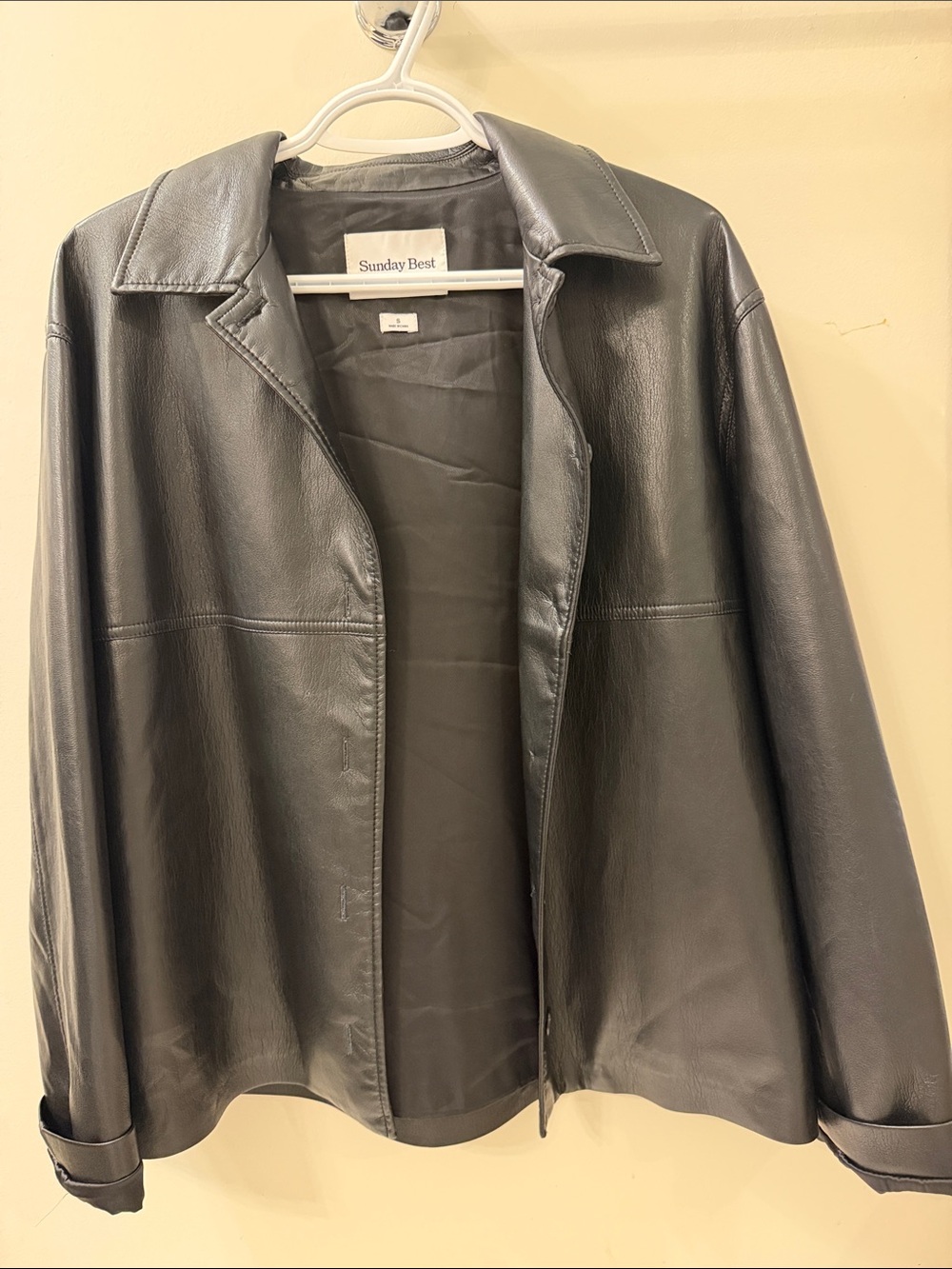 Sunday Best Black Faux Leather Open-Front Jacket